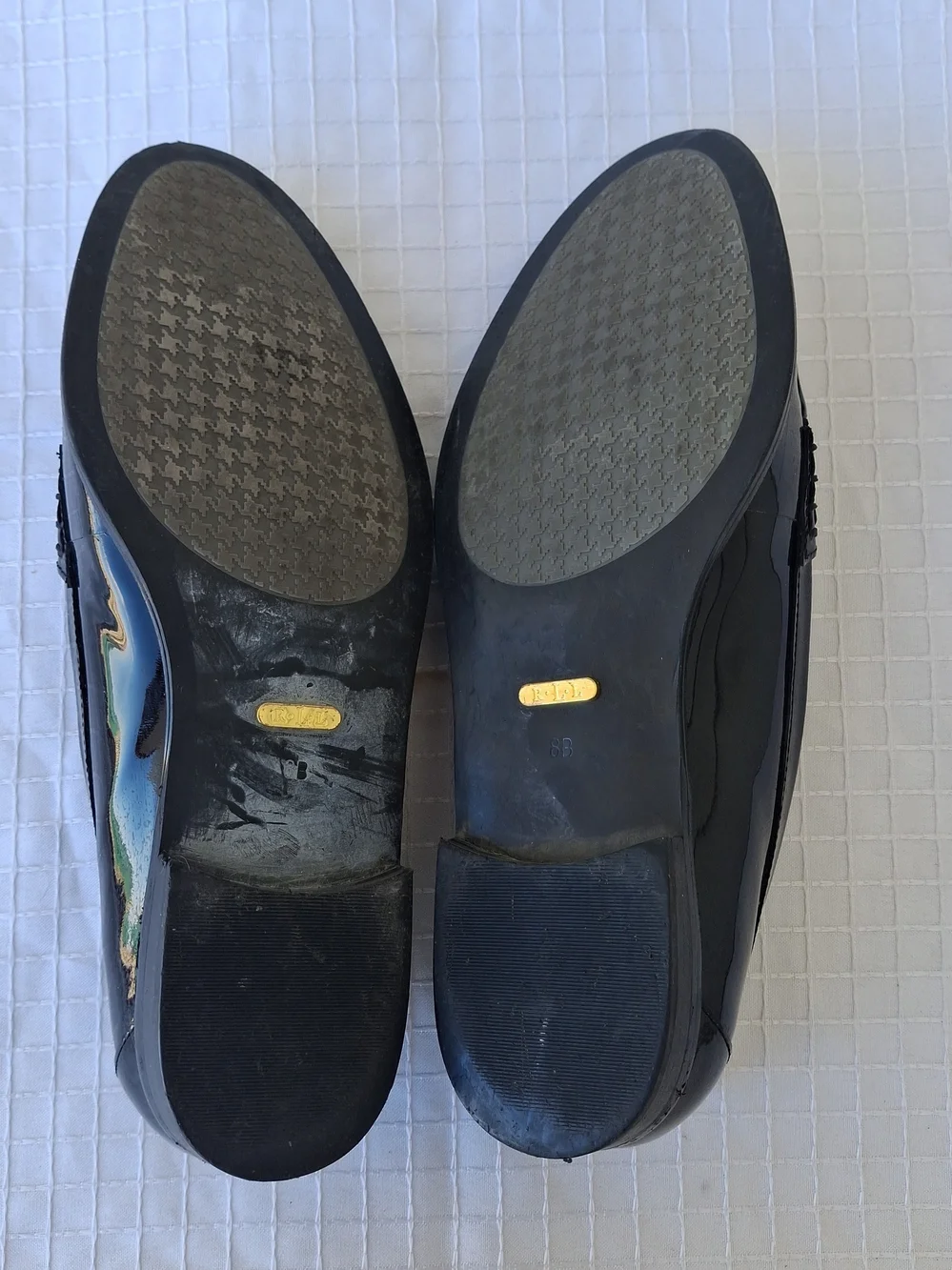 Ralph Lauren Women's Black Patent Leather Penny Loafers Sz 8 B